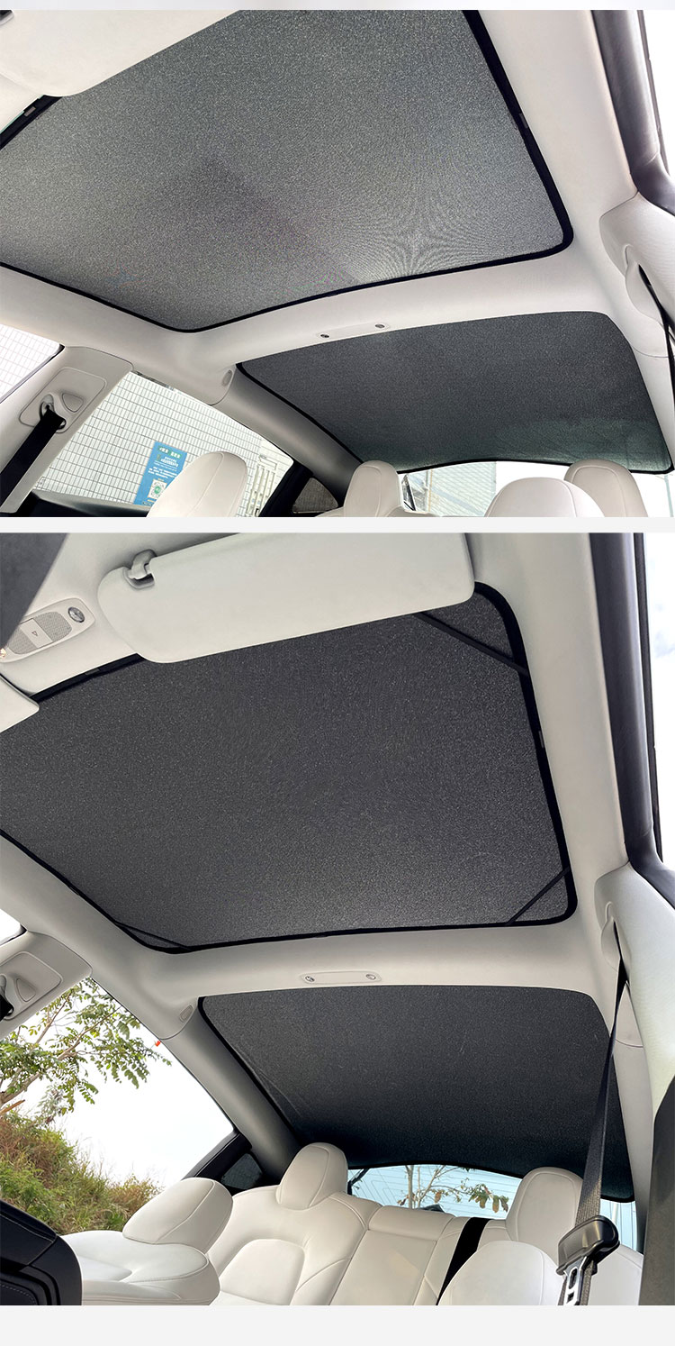 特斯拉model 3 y x s新款天窗遮阳网帘 双层 防晒 网纱 车顶隔热 - 深
